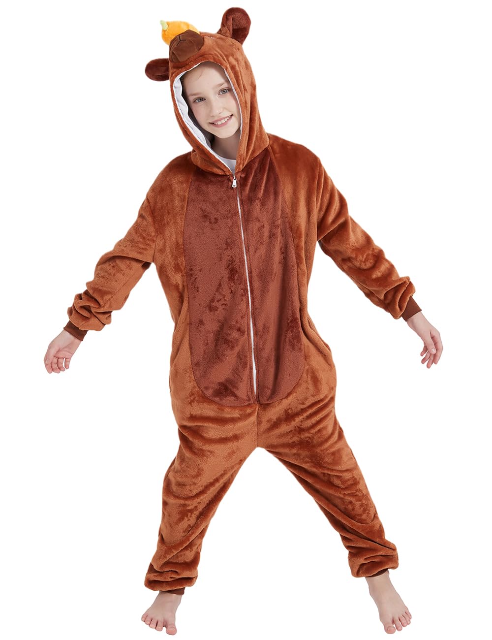 ABENCA Capybara Onesie Kids Costume Animal Girls One Piece Pajamas Cosplay Halloween Christmas.130