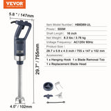 VEVOR Commercial Immersion Blender, 500W Heavy Duty Hand Mixer, 16 inch Stepless Variable Speed Mixer with Stainless Steel Blade, Multi-Purpose Portable Mixer for Soup, Sauces, Mashed Potatoes, Cream