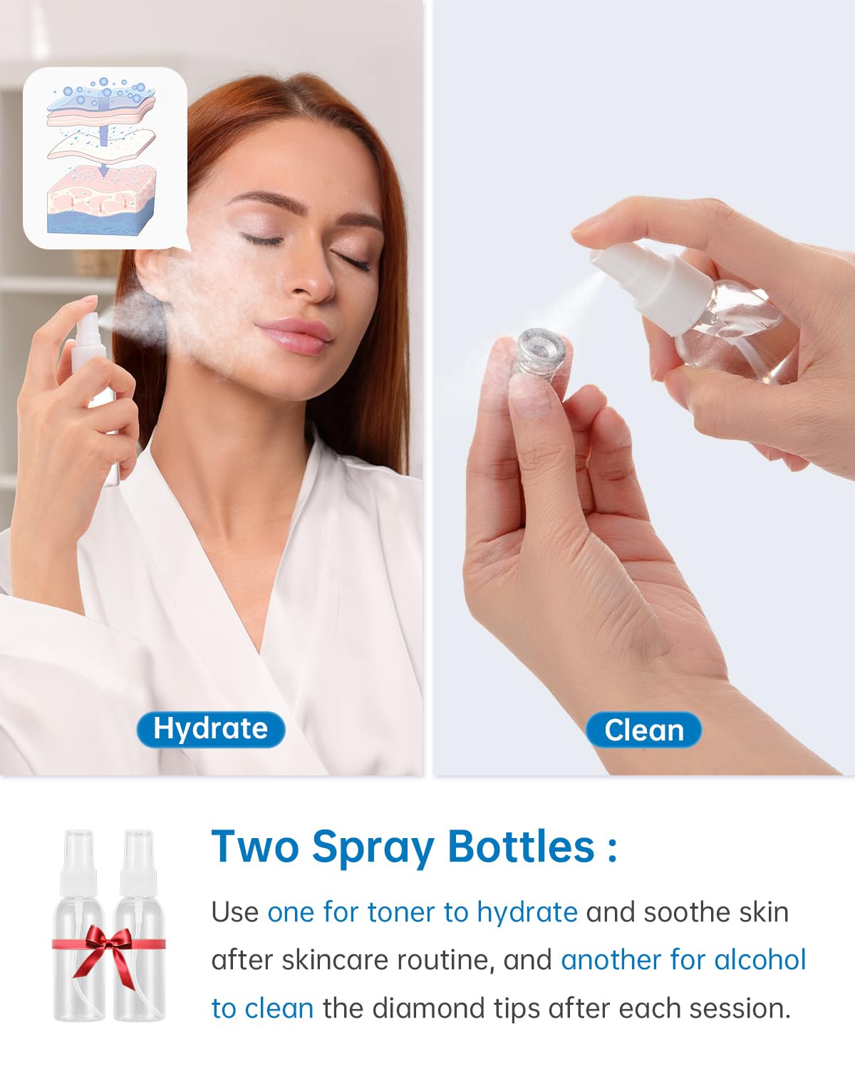 At-home Microdermabrasion Machine, UNOISETION 2 in 1 Dermabrasion Facial Machine for Exfoliation & Blackhead Removal, Diamond Micro Dermabrasion for Skin Care, Beauty Gifts for Women, White