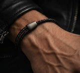 Forge & Foundry Trinity Men's Adjustable Black Braided Leather Bracelet