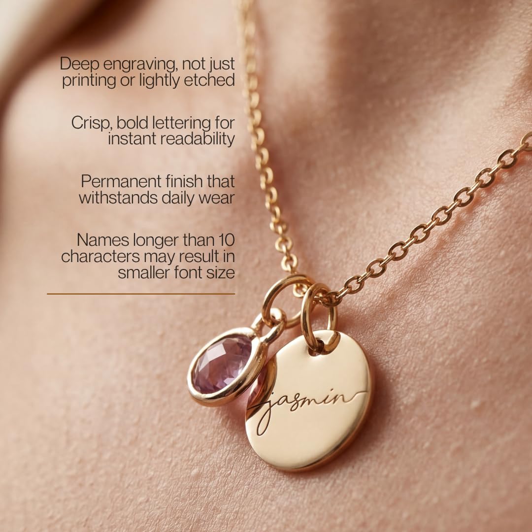Personalized Birthstone Necklace for Women, Custom Birthstone Name Necklace