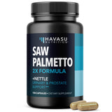Saw Palmetto with Stinging Nettle Capsules - 2X Prostate Support Supplement for Men’s Health - 120 Count - DHT Blocker for Urinary Tract Function and Hair - Vegan, Non-GMO - 2 Month Supply