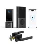 eufy Security Smart Lock C220 with Handleset, Fingerprint Keyless Entry Door Lock, Built-in Wi-Fi, App Remote Control, Front Door Deadbolt, 8 Months Battery, IP53 Waterproof, BHMA Certified