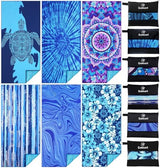 6 Pack Lightweight Thin Beach Towel Oversized 71"x32" Big Extra Large Microfiber Sand Free Towels for Adult Quick Dry Travel Camping Beach Accessories Gift Sea Turtle Mandala Tie Dye Stripe Laguna