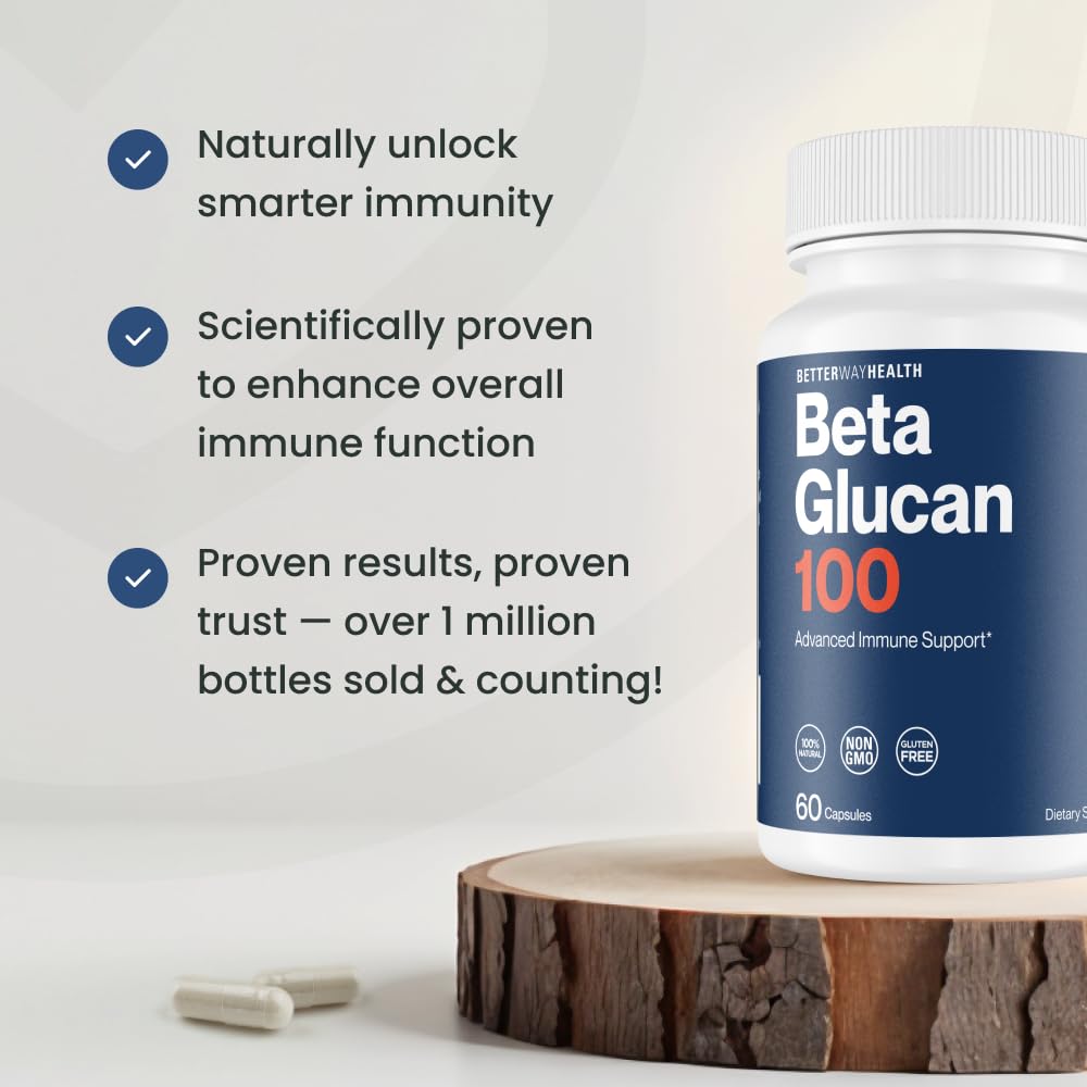 Better Way Health™ - Advanced Immune Readiness - Highly Purified 1,3/1,6 Beta Glucan 100 - Clinically Tested Immune Defense - 100mg/60 Capsules