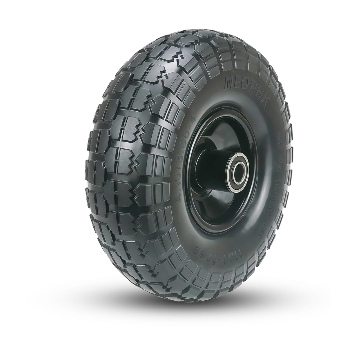 Meophk 4.10/3.50-4 Flat Free Tire and Wheel, 10 Inch Replacement Wheels for Gorilla Cart, Hand Truck, Dolly & Utility Cart, Solid Tire with 5/8" Axle Bore Hole and Double Sealed Bearings, 2 Pack