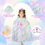 Meland Princess Dress Up for Girls - Dress Up Clothes for Little Girls with Cape, Princess Toys for Girls Age 3,4,5,6 Year Old, Christmas Birthday Gift for Toddler Girls Halloween Role Play