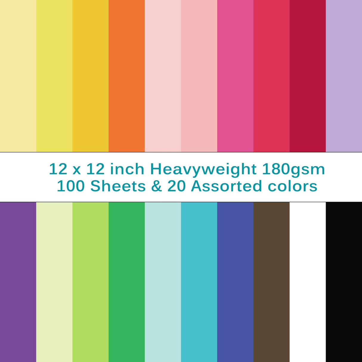 100 Sheets Colored Cardstock - 20 Colors 12 x 12 inch Card stock for Paper Crafts,Christmas Cards Making,Scrapbooking,Paper Starter Kit for Kids/Adults in Home/Party/School Supplies 65LB/180GSM UAP10