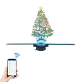 3D Hologram Fan,42cm Christmas Tree HD LED 16.5-inch Holographic Fan Projector WiFi with 700 Library Video,Animated Holographic Display for Business Stores