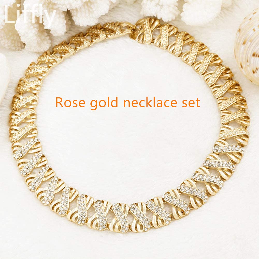 Nigeria Jewelry Sets for Women Africa Beads Jewelry Set Dubai Gold Wedding Bridal Fashion Jewelry Sets Womens Accessories, Choker Necklace 16 inch