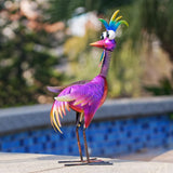 giole Metal Wacky Rooster Garden Statue for, Patio, Backyard, Lawn