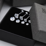XUU 20G Titanium Flat Back Earrings 3-6mm 4 Pair Set for Sensitive Ears