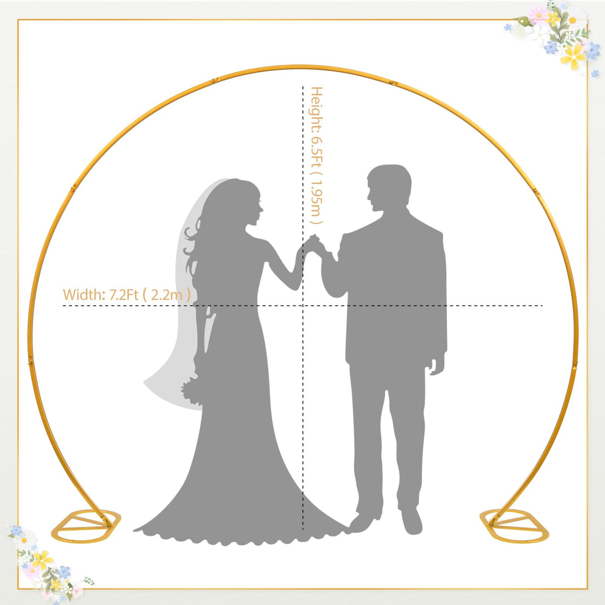 8ft Balloon Arch Stand,Round Backdrop Stand,Golden Circle Wedding Arch Frame for Wedding,Valentine's Day,Birthday,Party,Friends Gathering,Christmas,Garden Decoration