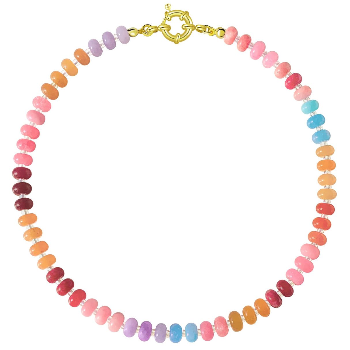 HAXIYA Colorful Beaded Gemstone Necklace for Women Boho Choker for Beach