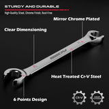 SEDY 14-Piece Flare Nut Wrench Set with PTFE Tape, Metric & SAE Brake Line Wrench Offset 1/4"-7/8"& 9-21mm Set Double Open End with Organizer Pouch for Repairing and Removing Nuts