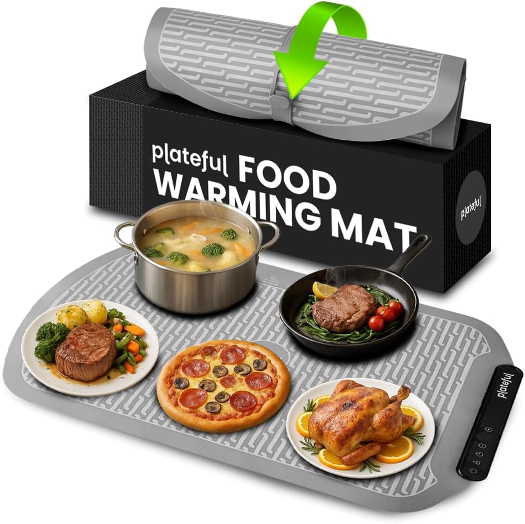 Plateful Warming Mat for Food - Food Warming Mat for Buffets Party, Electric Heating Trays/Pad Warmer for Countertop, Warm Tray to Keep Plates Hot for Kitchen, Party