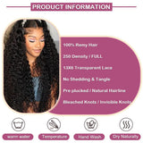 EGOTOI 250% Density HD Lace Front Wigs Human Hair 13x6 Deep Wave Lace Front Wigs Human Hair 28inch Bleached Knots Pre Plucked Curly Human Hair Wig for Women 100% Human Hair Natural Color