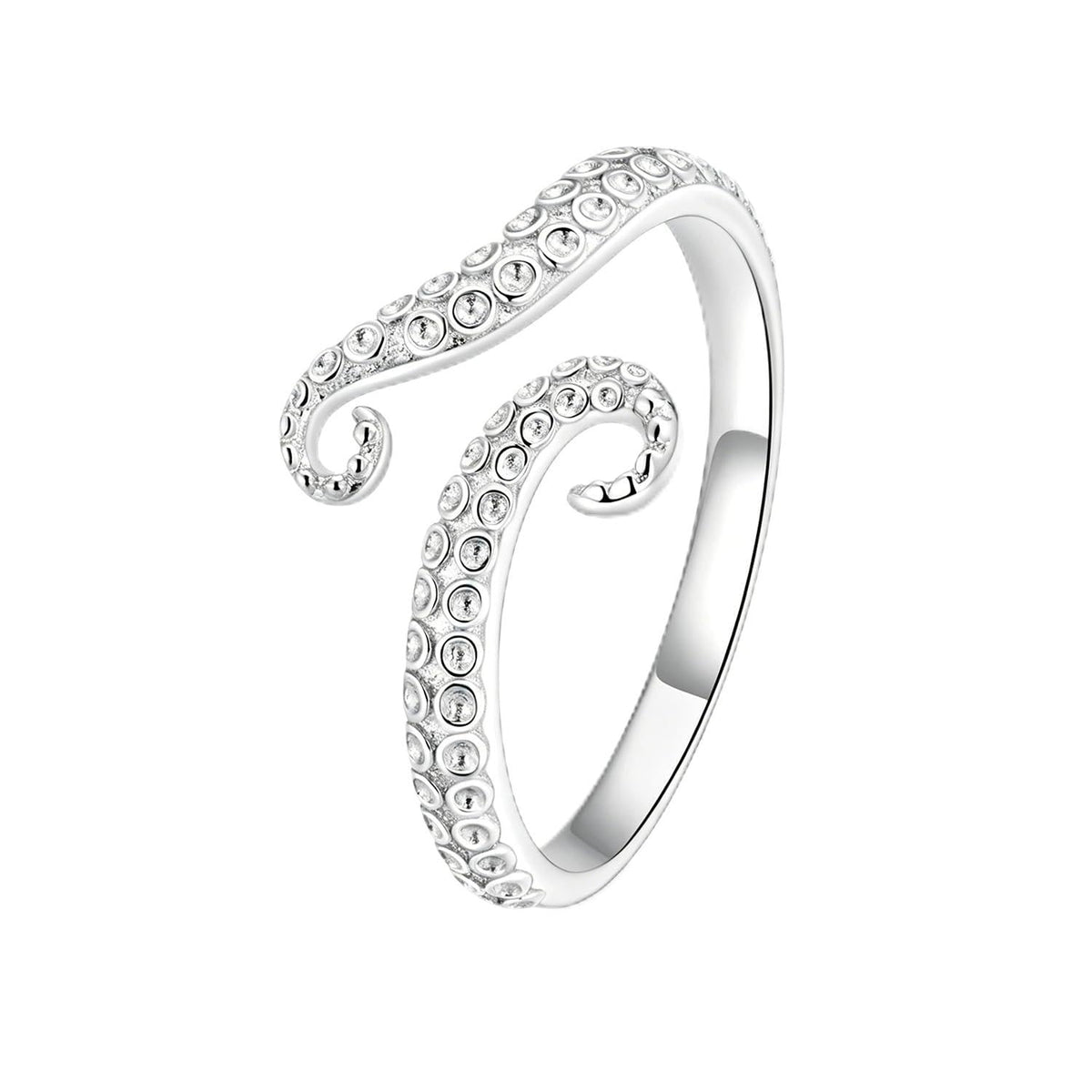 BISAER Adjustable Octopus Ring Stackable Silver Rings For Women Non Tarnish
