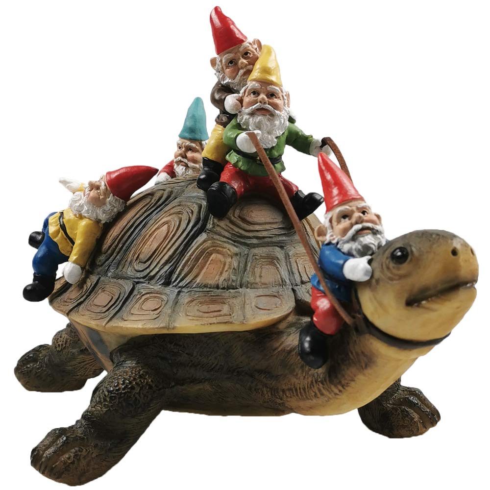 Sunthus Garden Gnome Turtle Statues Yard Art Resin Figurine Decorations Outdoor Garden Décor