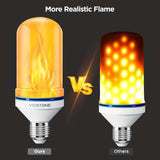 Vicstone Dusk to Dawn LED Flame Light Bulbs Outdoor, 4 Modes E26 Flickering Light Bulbs with Upside Down Effect, Fire Bulb for Halloween Christmas Patio Porch Party Home Indoor Decorations - 4
