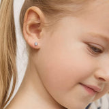 In Season Jewelry Sterling Silver 4mm Bezel Cubic Zirconia Toddler Girls Safety Screw Back Earrings - Lightweight and Hypoallergenic Safe for Babies Girls (Clear CZ)