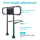 Bed Rails for Elderly Adults Safety with Adjustable Heights Storage Pocket Assist Support Side Railings for Seniors Citizens Slides Under Mattressbed Cane Bed Guard Bed Handles Bars (Black)