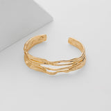 ENSKEFEN Gold Cuff Bracelets for Women Hammered Open Cuff Bangles Adjustable Gold Bracelets Irregular Bangle Bracelet