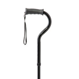 Medline Offset Folding Cane, 4-Point Base With Cushioned Gel Handle, Supports Up To 350 Lbs, Black