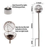 Solar Pathway Lights Outdoor, Rust Iron Ball Candle Holder Stake with Flickering Solar Powered Tea Lights, Perfect Decorative Garden Lighting for Yard Lawn Patio Landscape Decor Outside-4Pack