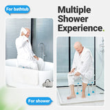FSA/HSA Eligible Shower Stool 350lbs Bath Seat Chair, Tool-Free Assembly Height Adjustable Bath Bench with Padded Seat for Seniors, Elderly, Disabled, Handicap by Health Line Massage Products