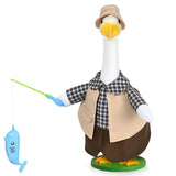 JcHrmers Fishing Porch Goose Outfits Fisherman Lawn Goose Clothes Fit 23" High Cement or Plastic Goose Statue for Outdoor Garden Yard Patio Decor