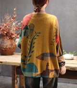 YESNO Women Christmas Sweater Graphic Printed Oversized Pullover Sweaters Casual Loose Knit Tops L S01 CR19
