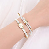 Hothink Gold H Bracelets for Women,Designer Dupes Bracelet,White Bracelet