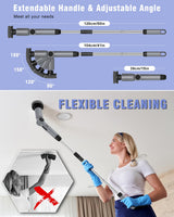 Electric Spin Scrubber, [IPX8 Waterproof ] [50KG Torque] Shower Scrubber with 9 Brush Heads, 2 Speed Mode, 4 Adjustable Angles, Electric Brush for Cleaning for Bathroom Floor Tile (Gray)