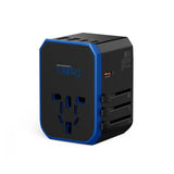 Ceptics 70W World International Travel Plug Adapter - Powerful GaN Tech with Pd & QC 3.0 Dual 3X USB-C Power - 2 USB Ports Wall Charger Type I C G A Outlets 110V 220V A/C - EU Euro US UK (70-KU)