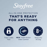 Stayfree Maxi Regular Pads for Women, Wingless, Reliable Protection and Absorbency of Feminine Periods, Scented, White, 66 count