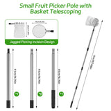 BURMONG 13.8 FT Telescoping Fruit Picker Pole with Soft Basket, Long Reach Tree Fruit Harvester Tool for Apple, Mango, Orange & More, Extendable Fruit Picking Tool for Garden Orchard