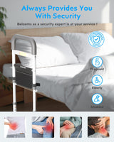 Bed Rails Elderly Adults Safety: Side Assist Grab Bar Handrails for Seniors with Motion Sensor LED Light Pouch - Adjustable Bed Cane Portable Handle Bedside Railing - Fits Twin Full Queen King Grey