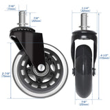 Huracan Office Chair Wheels, Set of 5, Replacement Rubber Chair Caster Wheels for Hardwood Floor, NOT Compatible for IKEA, Computer Desk Chair Wheels, Heavy Duty Office Chair Casters