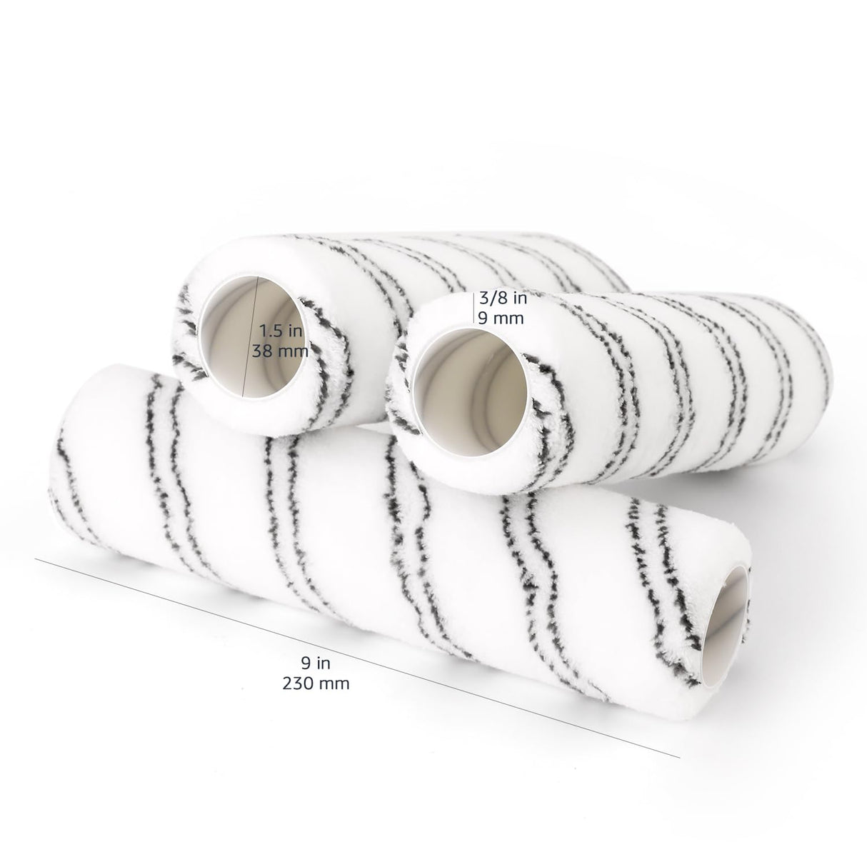 Amazon Basics Microfiber Paint Roller Covers for Painting Walls, Ceilings and House, Smooth Finish, Washable, 9" x 3/8", 12-Pack