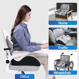 X Large Memory Foam Seat Cushion Lumbar Support Pillow for Sciatica & Tailbone Pressure Relief Coccyx Pad for Office Chair, Car,Wheelchair,Home,Office