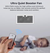 BIOWIND Quiet Register Booster Fan Fits 6" x 12" Register Holes, 10-Speed Smart Heating Cooling AC Vent Fan with Remote Control and Thermostat Control - White