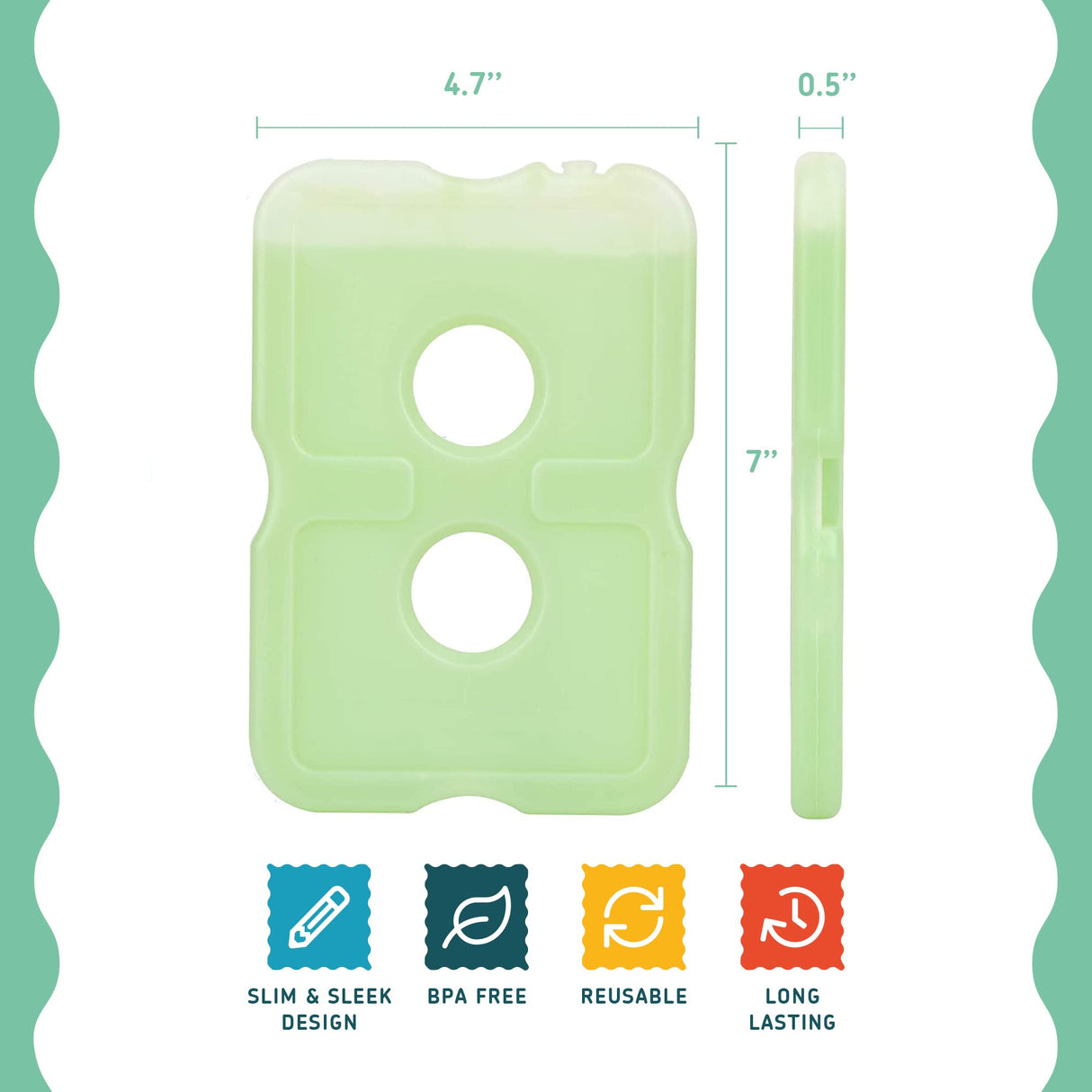 Healthy Packers Cool Pack, Slim Long-Lasting Ice Packs - Green Gel Ice Pack Great for Coolers or Lunch Box (8-Pack)