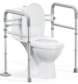 HOMLAND Toilet Safety Rails for Seniors, FSA HSA Eligible Adjustable Height & Width 350lb Toilet Handles for Elderly and Disabled, Foldable Toilet Safety Frame, Fit Any Toilet