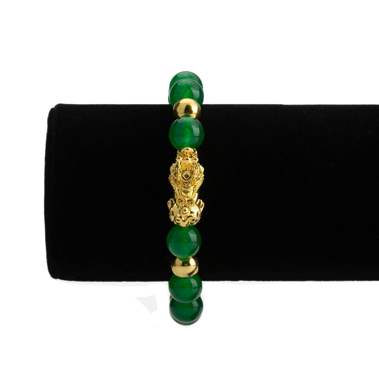 ZenBless Fengshui Porsperity Jade Bracelet Lucky Charm Feng Shui Black Obsidian Wealth Bracelet Gift for Men Women with Gold Plated Pi Xiu Pi Yao Attract Wealth Good Luck(Green)
