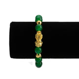 ZenBless Fengshui Porsperity Jade Bracelet Lucky Charm Feng Shui Black Obsidian Wealth Bracelet Gift for Men Women with Gold Plated Pi Xiu Pi Yao Attract Wealth Good Luck(Green)