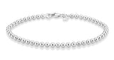Miabella 925 Sterling Silver Italian Handmade 3mm Bead Ball Strand Chain Bracelet for Women Made in Italy (Length 8 Inches)