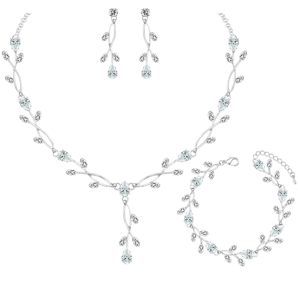 CSY Elegant Cubic Zirconia Bridal Jewelry Sets Wedding Birdes Bridesmaids