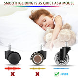 Gaming Chair Wheels - 2.5 inch Heavy Duty Caster Wheels(2200lbs),Mute Rolling Desk Chair Wheels Replacement (Set of 5)-Rubber Office Chair Wheels for Carpet, Wood Floors,Hardwood Floors