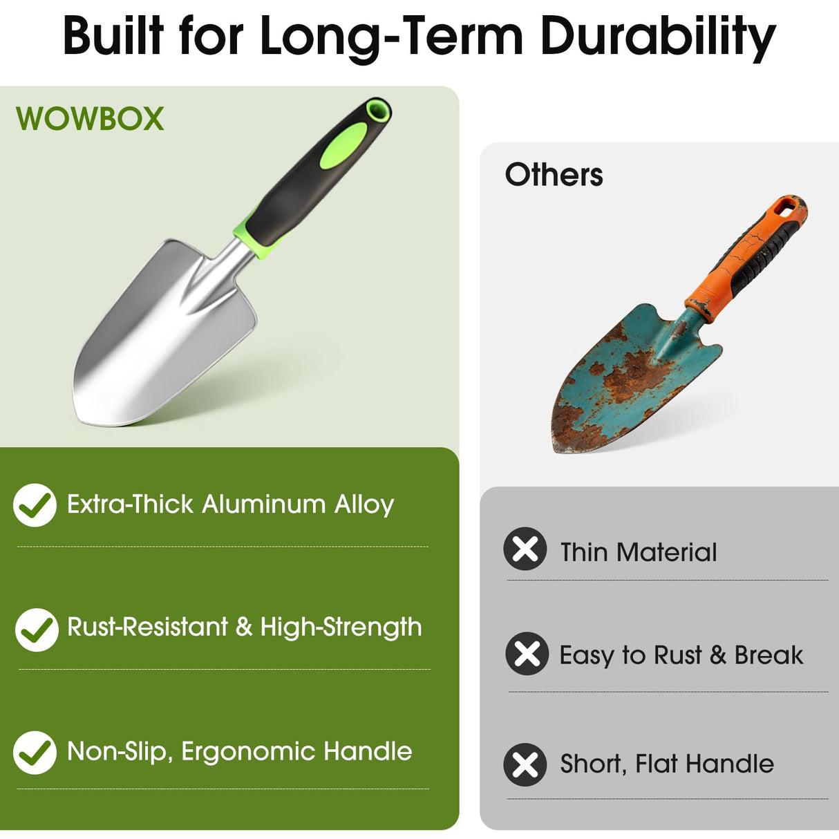 WOWBOX Garden Tools Set, 10 PCS Heavy Duty Gardening Hand Tools Kit, Green